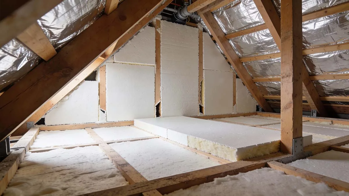 PIR insulation boards laid across a residential loft